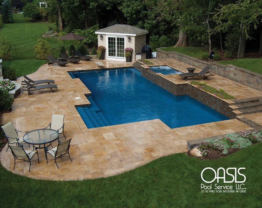 Gunite Pool Installation with a Tuscan-Style Look in Midland Park, NJ